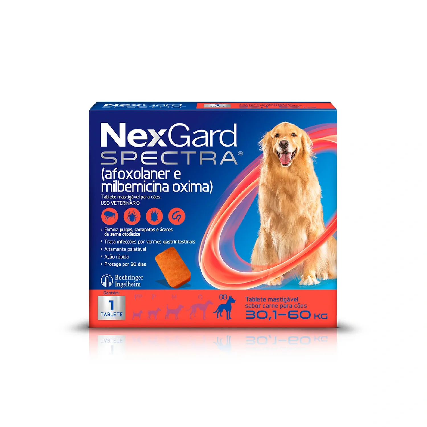 NexGard Spectra Antipulgas e Vermífugo Cães 30,1kg a 60kg