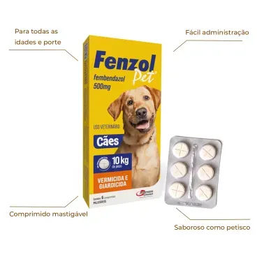 3-Vermifugo Fenzol Pet 500mg para Caes
