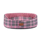 Cama Oval Buddy Xadrez Rosa Fábrica Pet