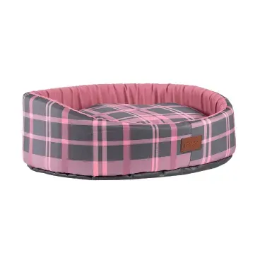 Cama-Oval-Buddy-Xadrez-Rosa-Fabrica-Pet-1