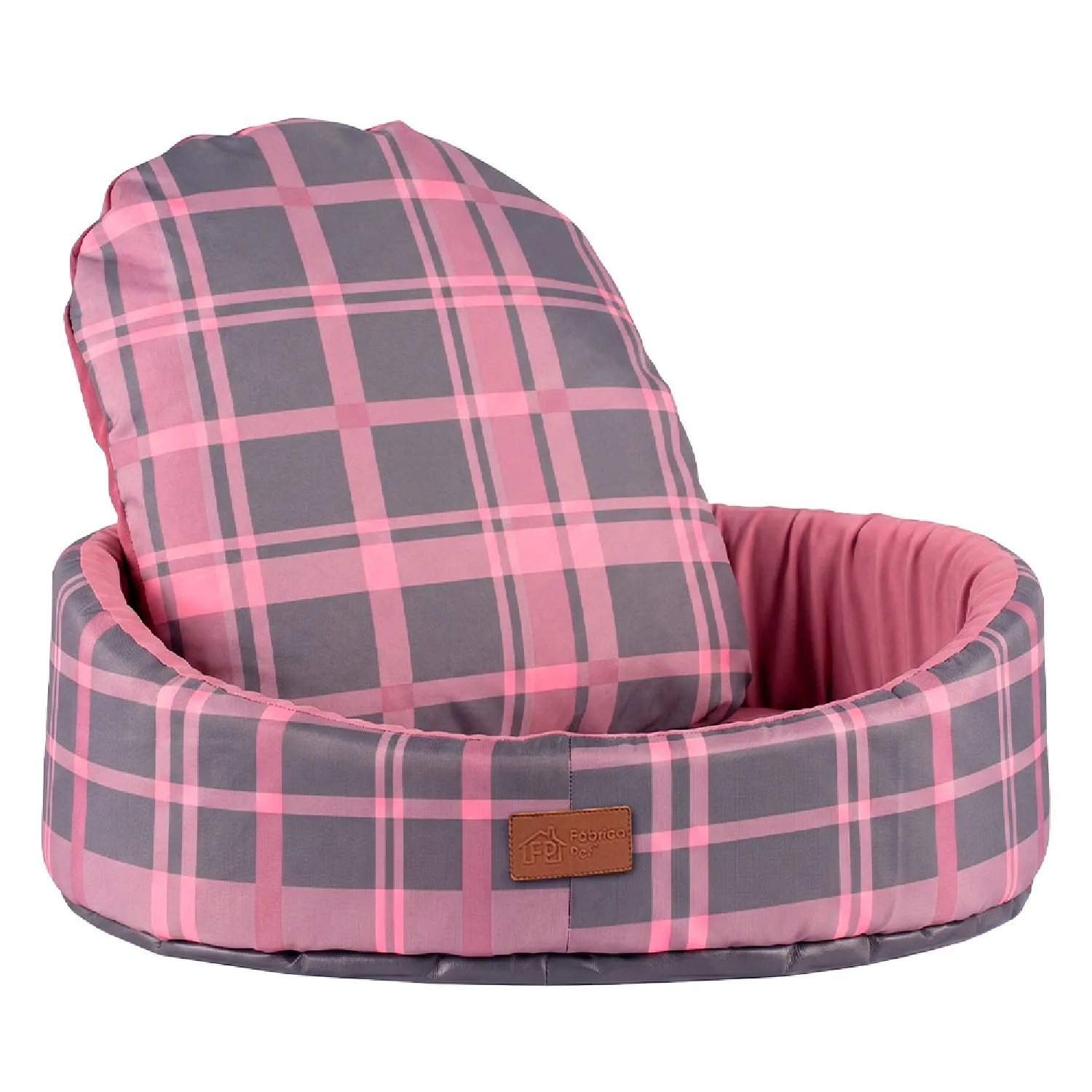 Cama Oval Buddy Xadrez Rosa Fábrica Pet