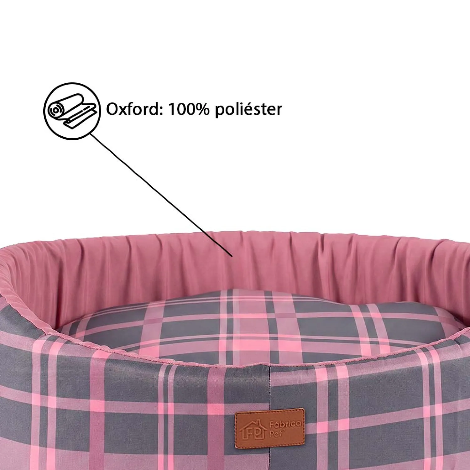 Cama-Oval-Buddy-Xadrez-Rosa-Fabrica-Pet-4