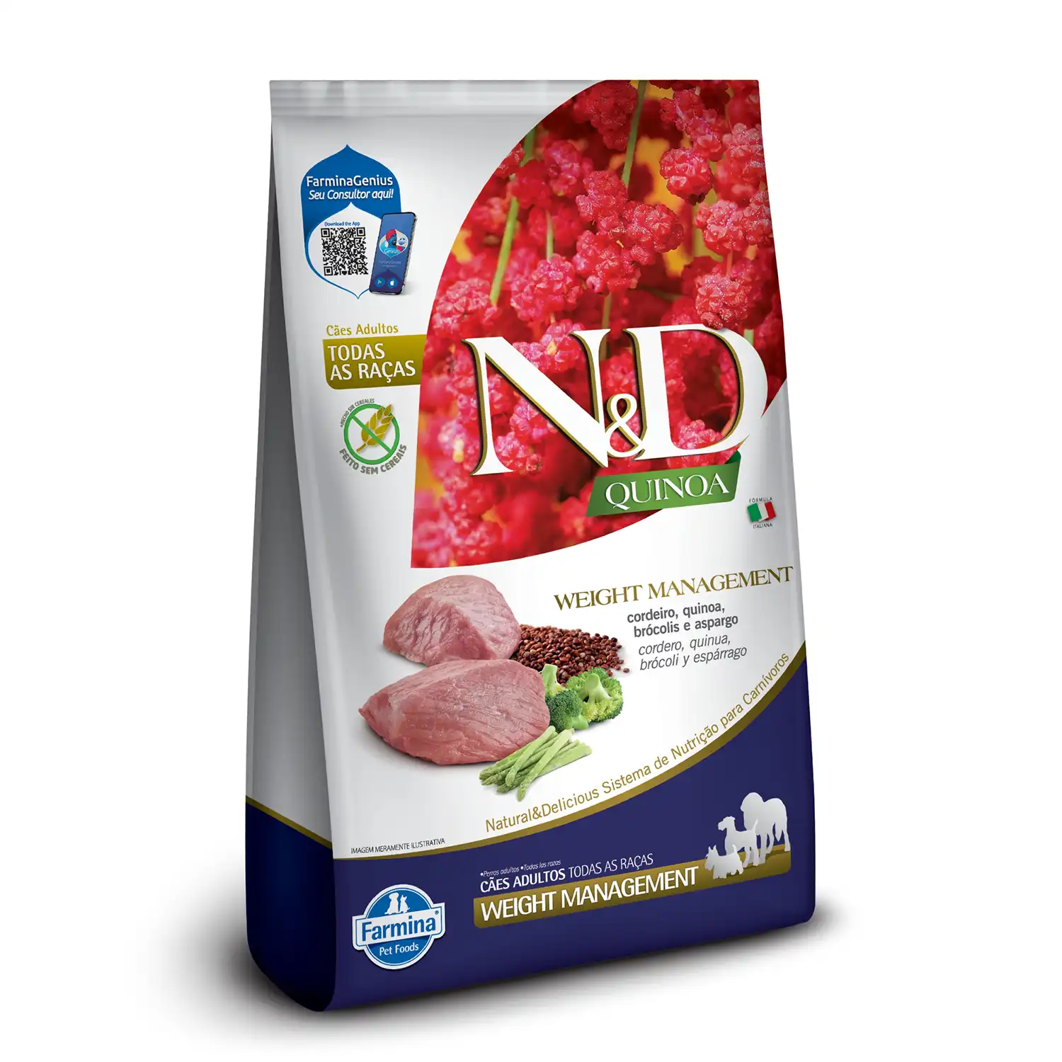 Ração N&amp;D Quinoa Cães Adultos Weight Cordeiro