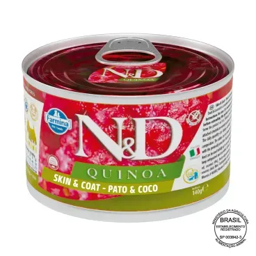 Racao-Umida-N-D-Quinoa-Caes-Skin-e-Coat-Pato-140-g-com-selo