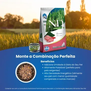 Racao-N-D-Spirulina-Caes-Puppy-Medium-e-Maxi-Suino-monte-a-combinacao-perfeita