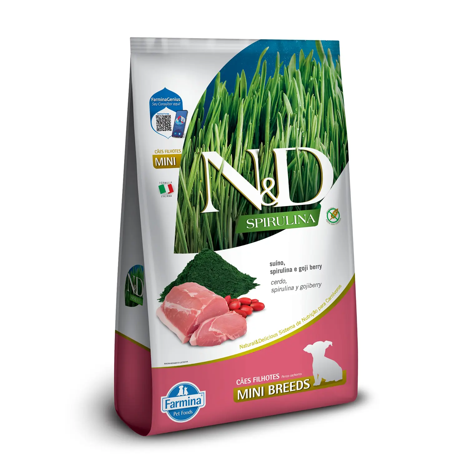 Ração N&D Spirulina Cães Puppy Mini Suíno | Cobasi