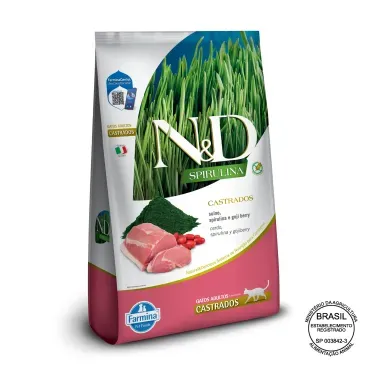 Racao-N-D-Spirulina-Gatos-Adultos-Castrados-Suino-com-selo