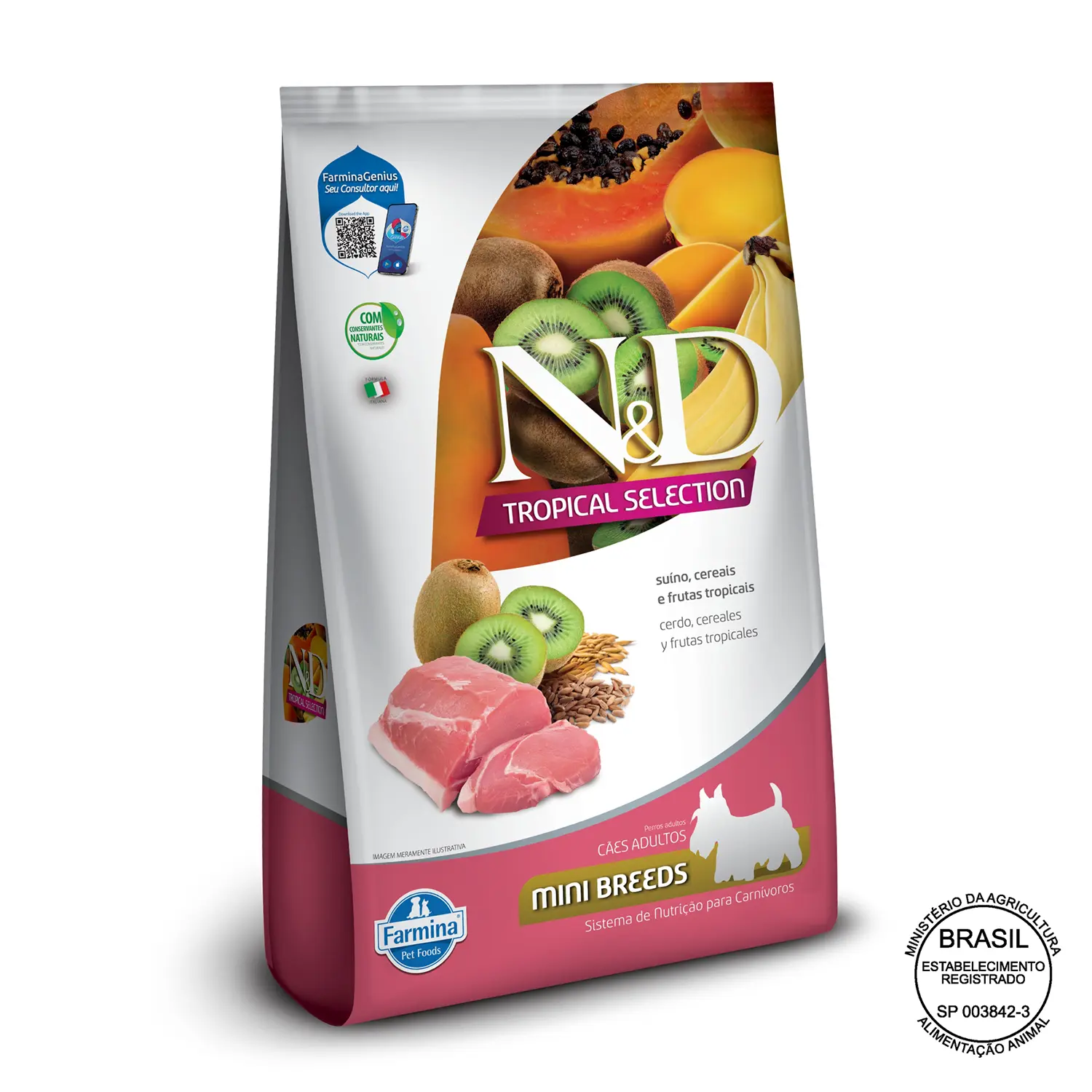 Racao-N-D-Tropical-Selection-Caes-Adultos-Mini-Suino-e-Cereais-com-selo