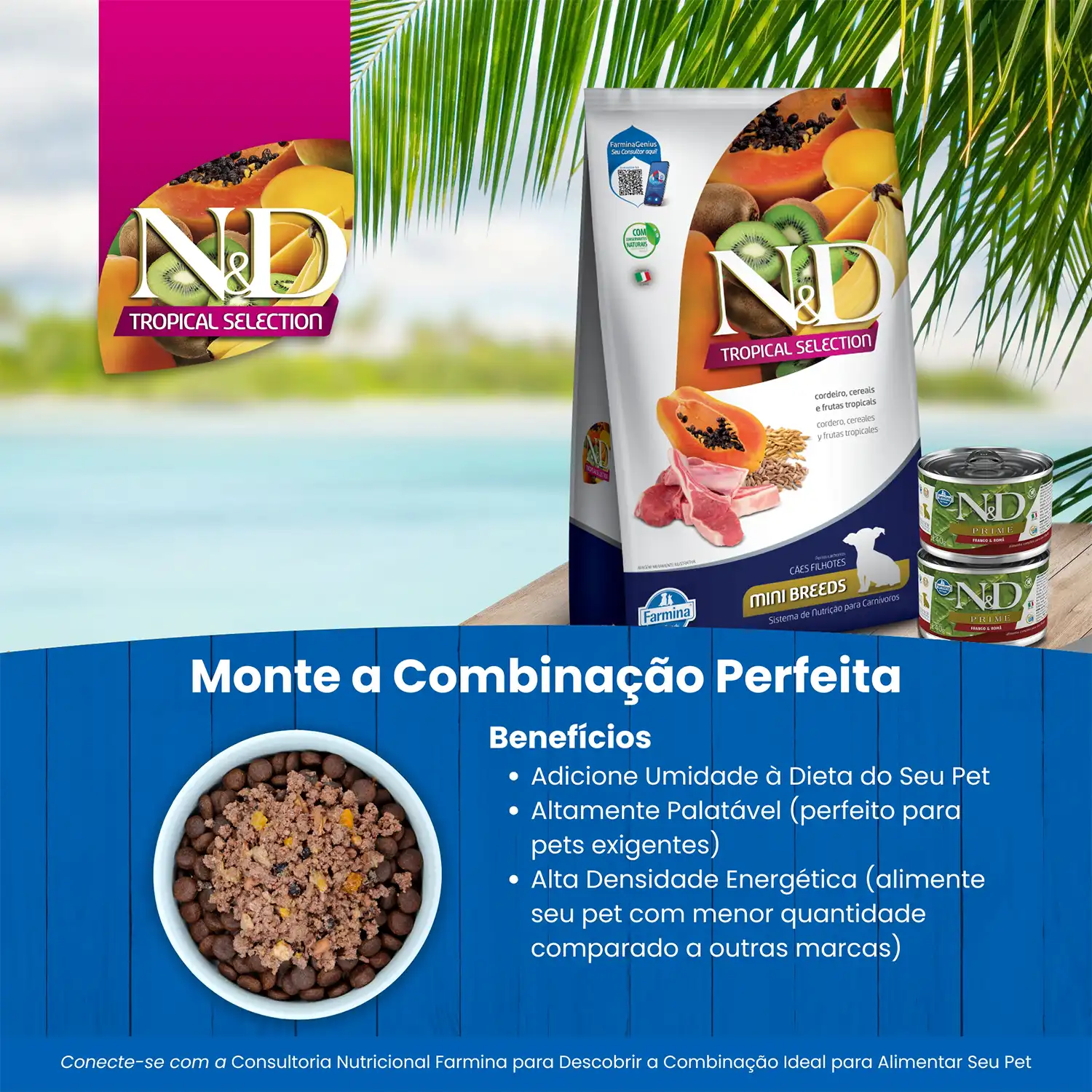 Ração N&D Tropical Selection Cães Filhotes Mini Cordeiro