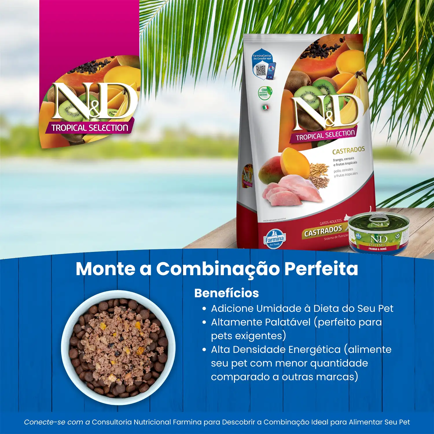 Ração N&D Tropical Selection Gatos Castrados Frango