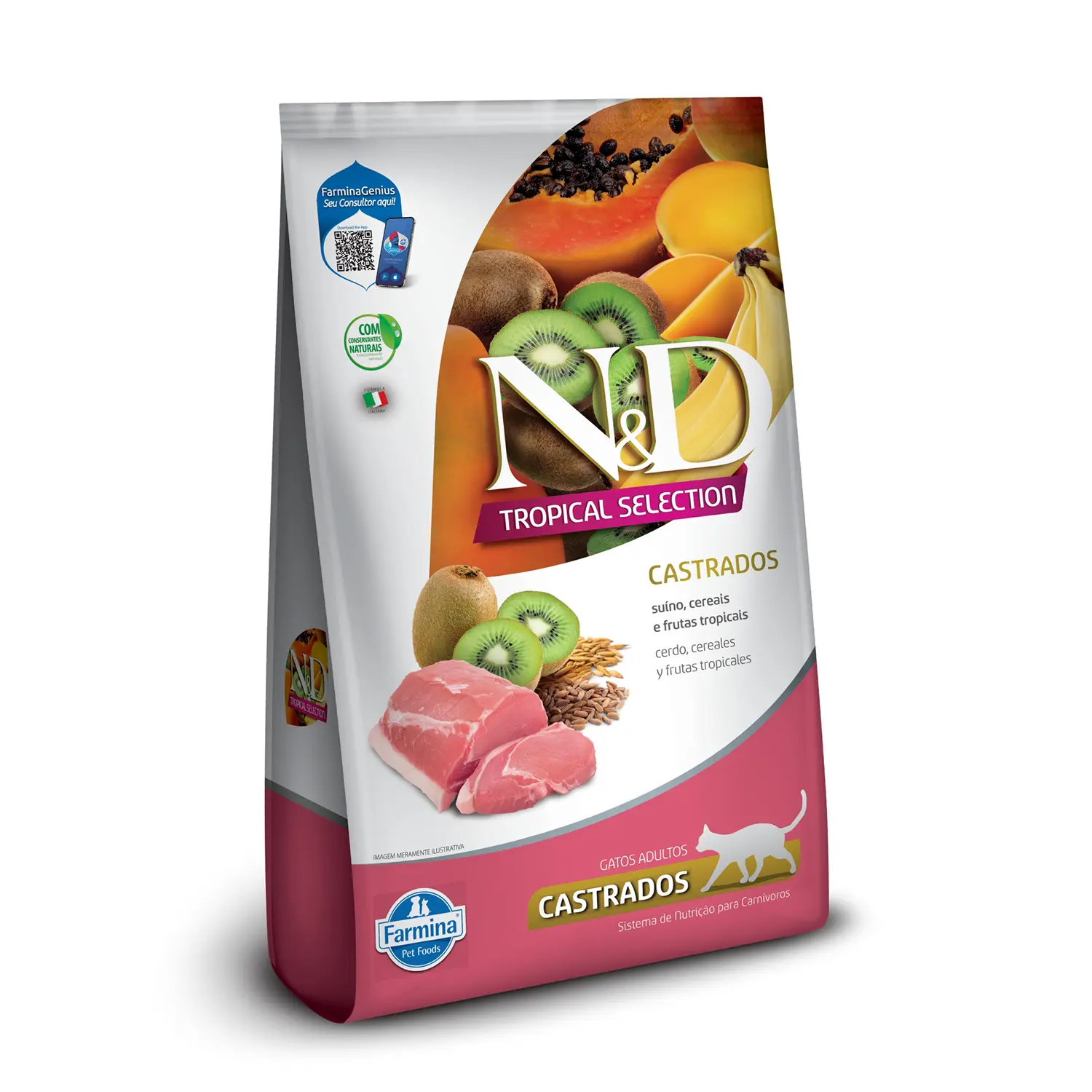 Ração N&amp;D Tropical Selection Gatos Castrados Suíno