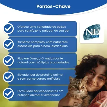 Racao-Umida-N-D-Ocean-Gatos-Adultos-Atum-e-Camarao-pontos-chave