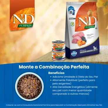 Racao-Umida-N-D-Pumpkin-Caes-Cordeiro-e-Blueberry-monte-a-combinacao-perfeita