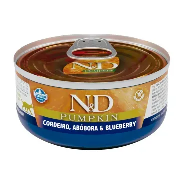 Racao-Umida-N-D-Pumpkin-Gatos-Adultos-Cordeiro-Abobora-e-Blueberry