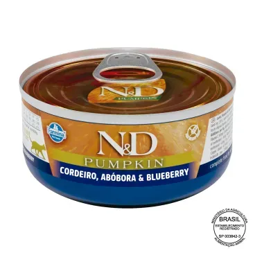 Racao-Umida-N-D-Pumpkin-Gatos-Adultos-Cordeiro-Abobora-e-Blueberry-com-selo