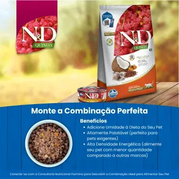 Racao-N-D-Quinoa-Gatos-Adultos-Skin---Coat-Peixe-monte-a-combinacao-perfeita