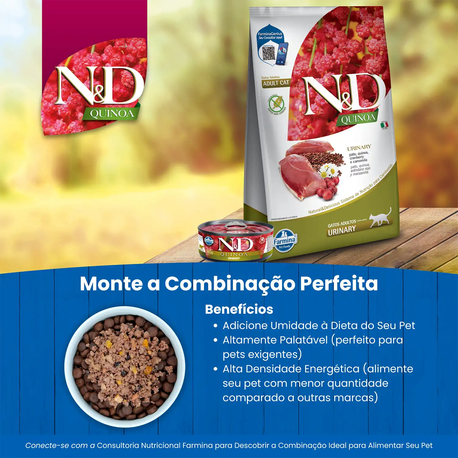 Ração N&D Quinoa Gatos Adultos Urinary Pato