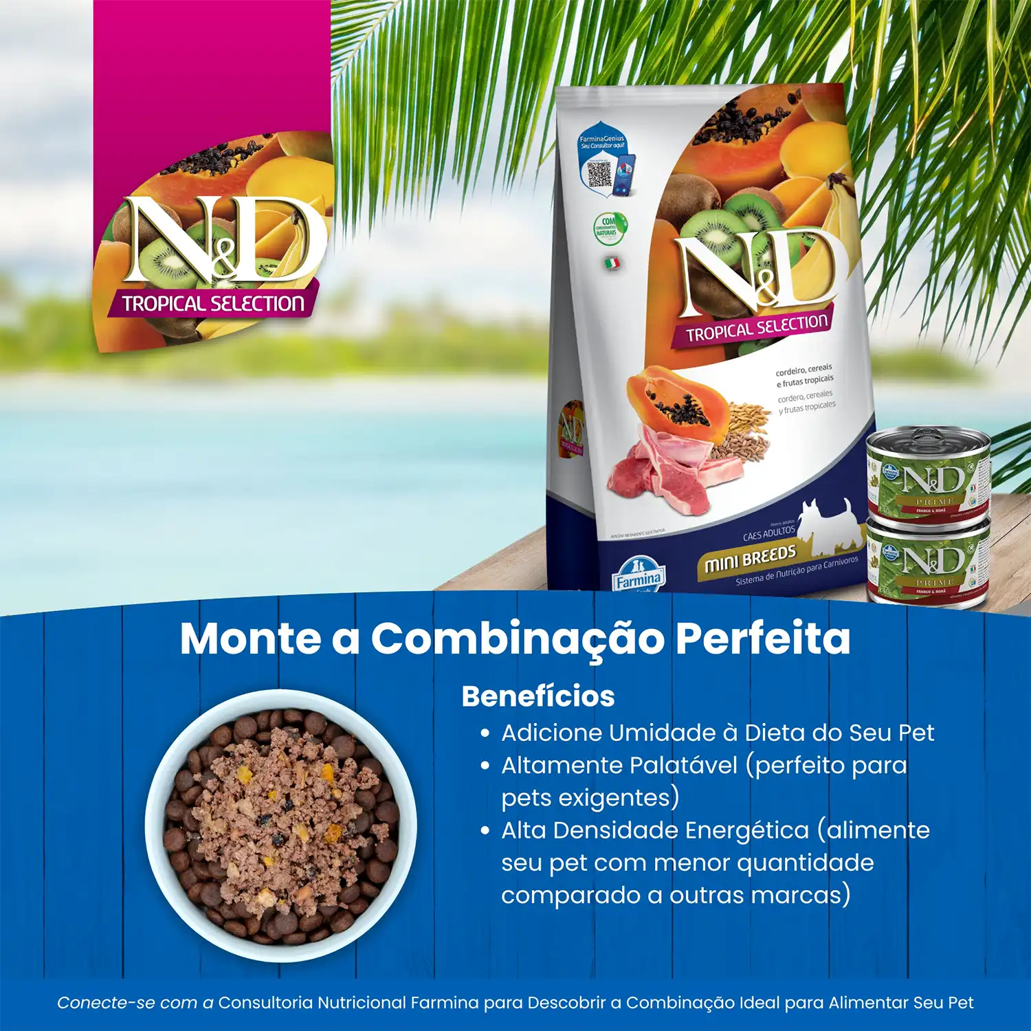 Ração N&D Tropical Selection Cães Adultos Mini Cordeiro