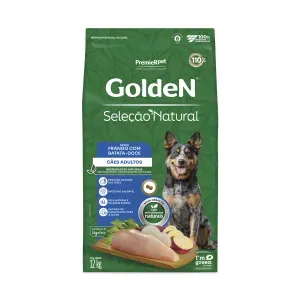 Ração Golden Seleção Natural Cães Adultos Frango com Batata-Doce - 12 kg