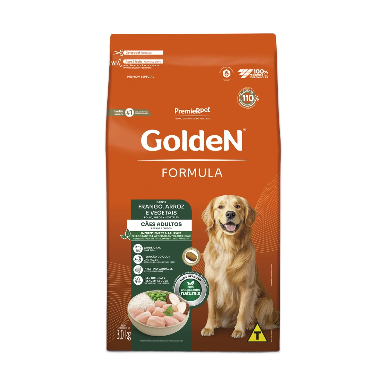 Ração Golden Formula Cães Adultos Frango, Arroz e Vegetais