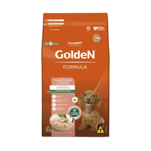 Ração Golden Fórmula Cães Filhotes Raças Pequenas Frango, Arroz e Vegetais 3 kg