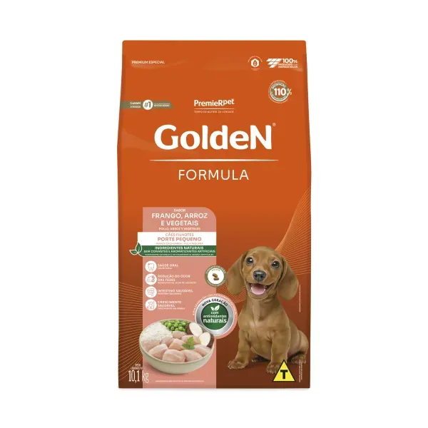Ração Golden Fórmula Cães Filhotes Raças Pequenas Frango, Arroz e Vegetais 10,1 kg