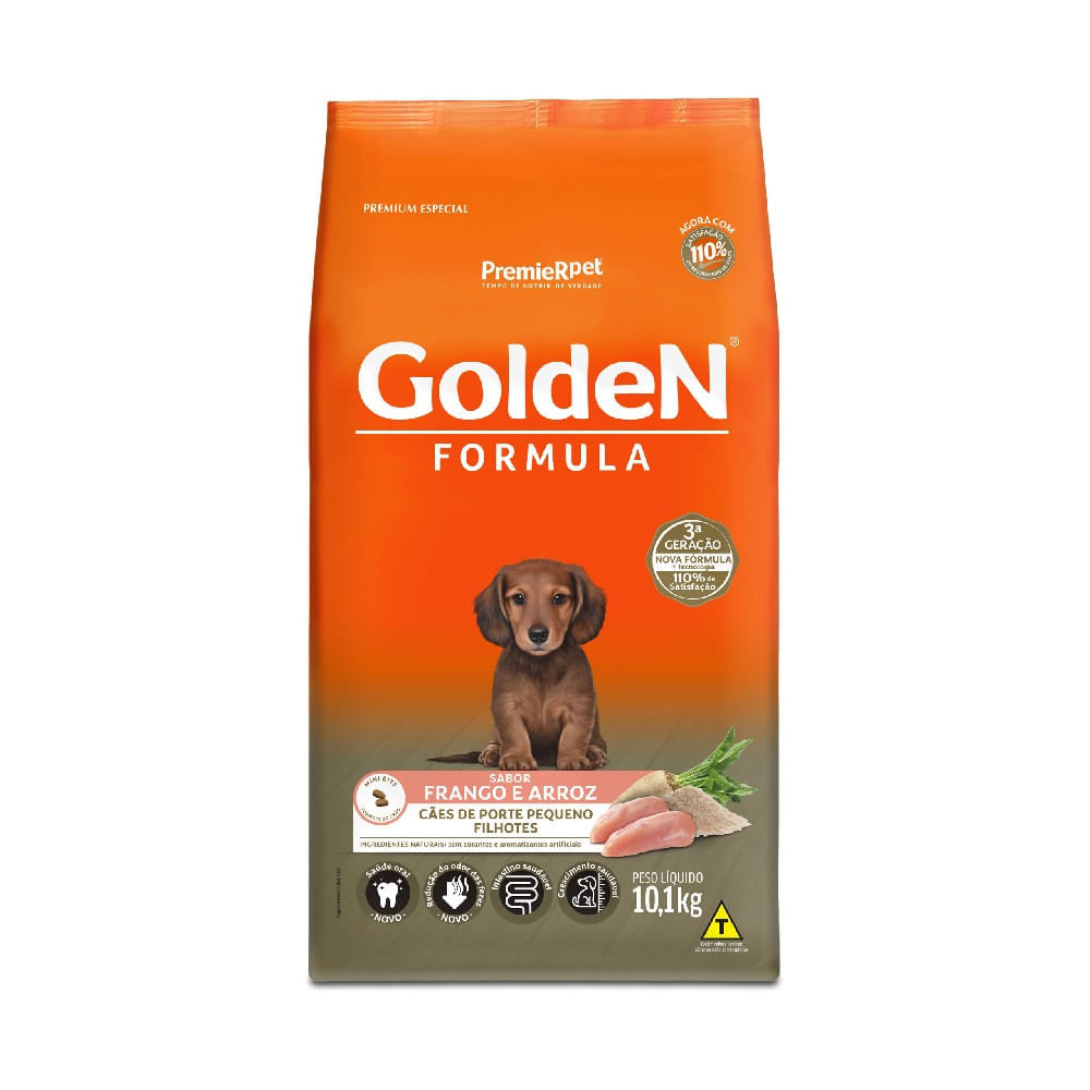 Ração Golden Fórmula Cães Filhotes Raças Pequenas Frango, Arroz e Vegetais
