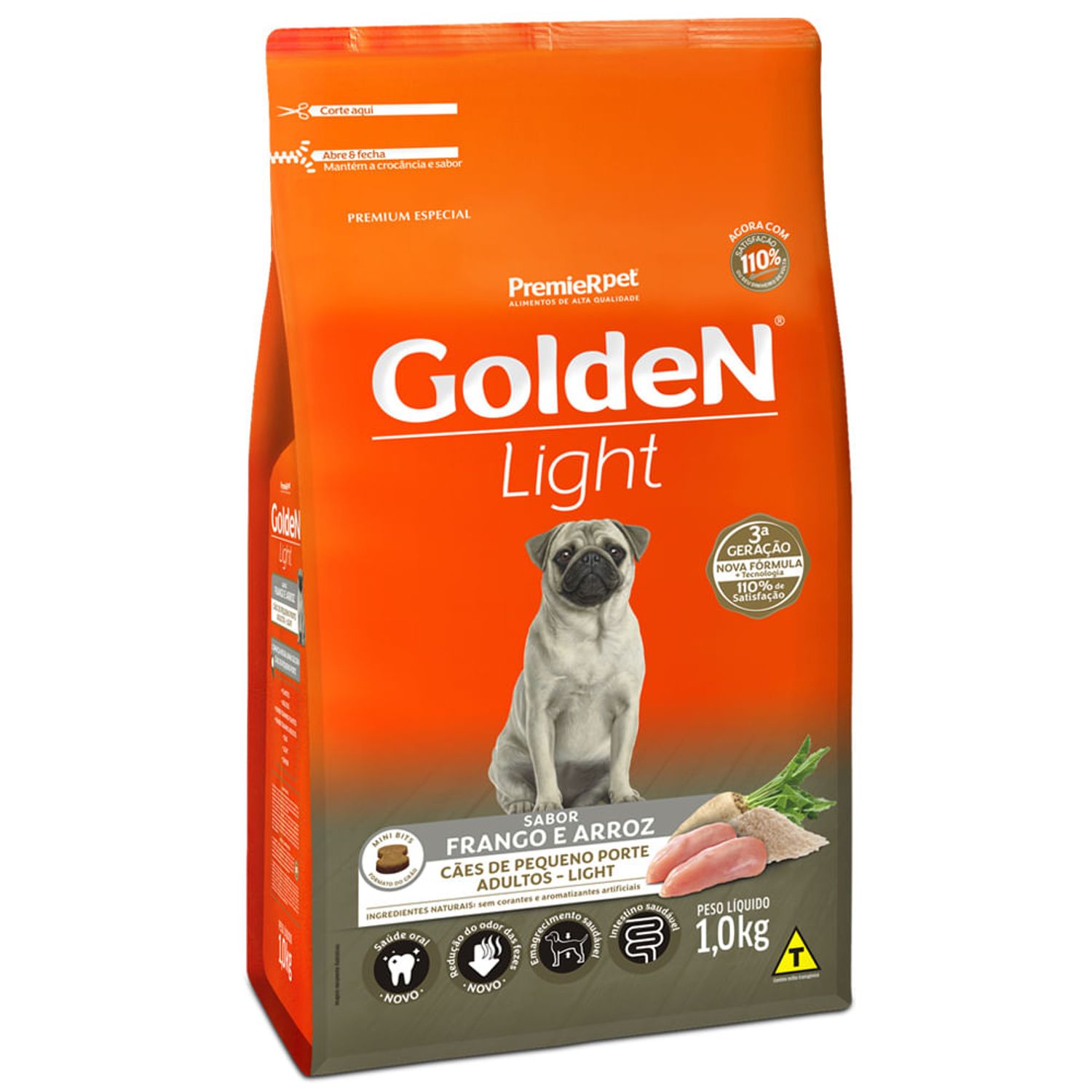 Racao-Golden-Formula-Light-para-Caes-Adultos-Porte-Pequeno-Frango-e-Arroz-1kg