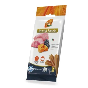 Petisco-Dental-N-D-Pumpkin-Caes-Medios-e-Grandes-Cordeiro-e-Blueberry-100g