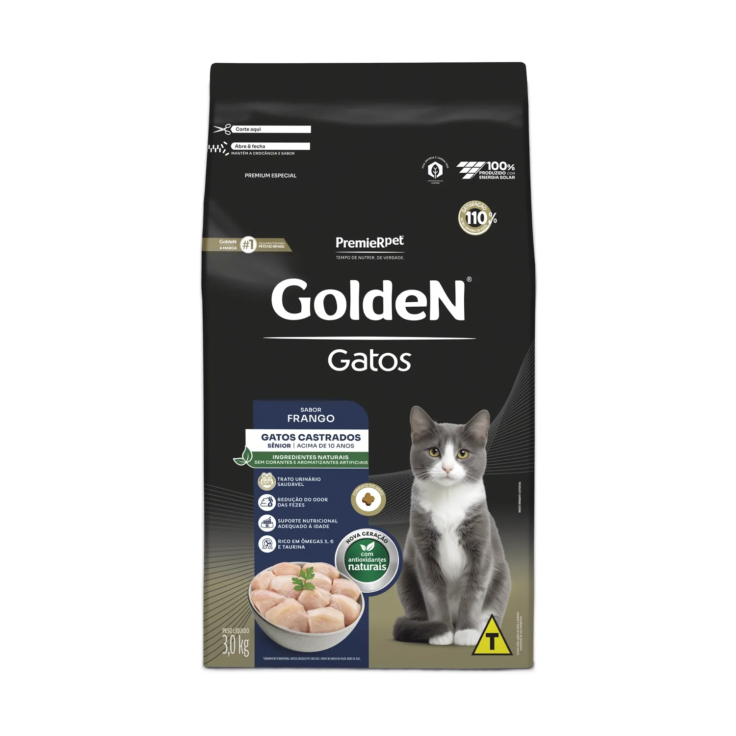 Ração Golden Gatos Castrados Sênior Frango
