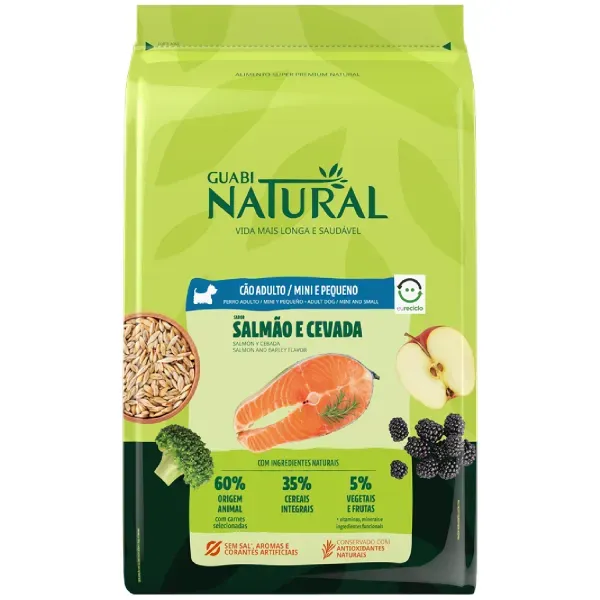 Ração Guabi Natural Cães Adultos Raças Mini e Pequenas Salmão e Cevada 1 kg