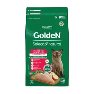 Ração Golden Seleção Natural Gatos Castrados Frango com Batata-Doce