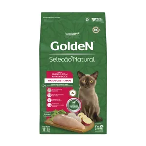 Ração Golden Seleção Natural Gatos Castrados Frango com Batata-Doce