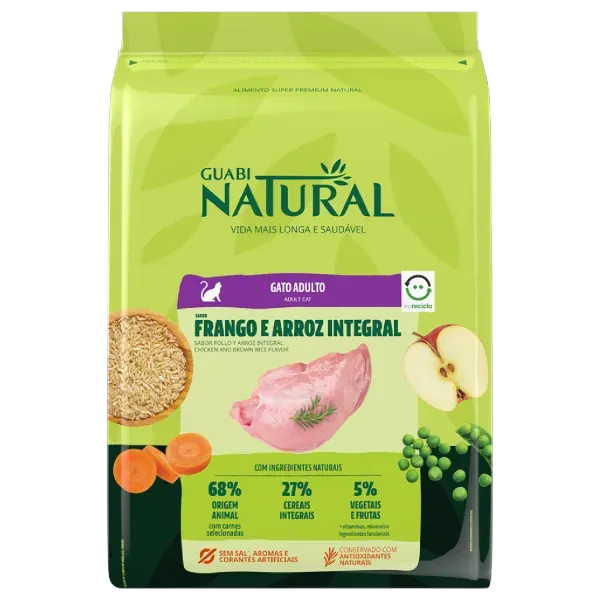 Ração Guabi Natural Gatos Adultos Frango e Arroz Integral 1,5 kg