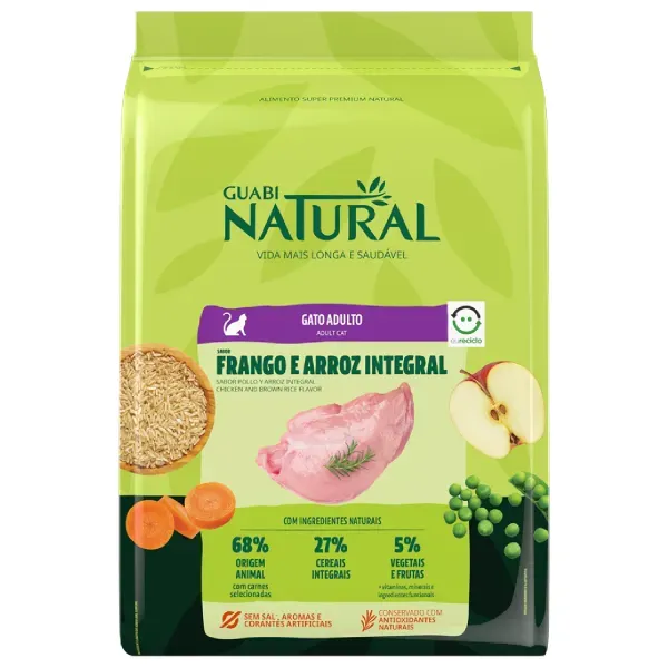 Ração Guabi Natural Gatos Adultos Frango e Arroz Integral 7,5 kg