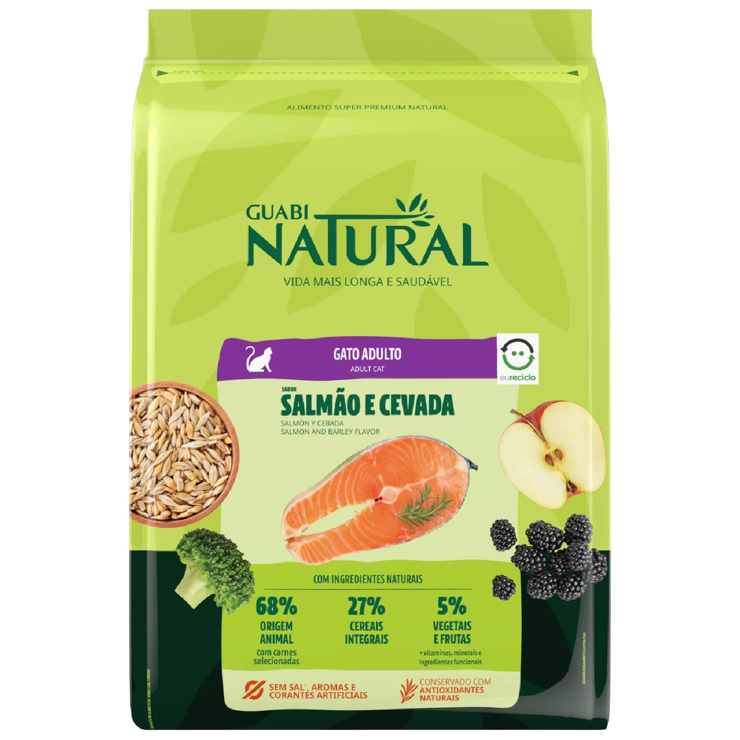 Ração Guabi Natural Gatos Adultos Salmão e Cevada