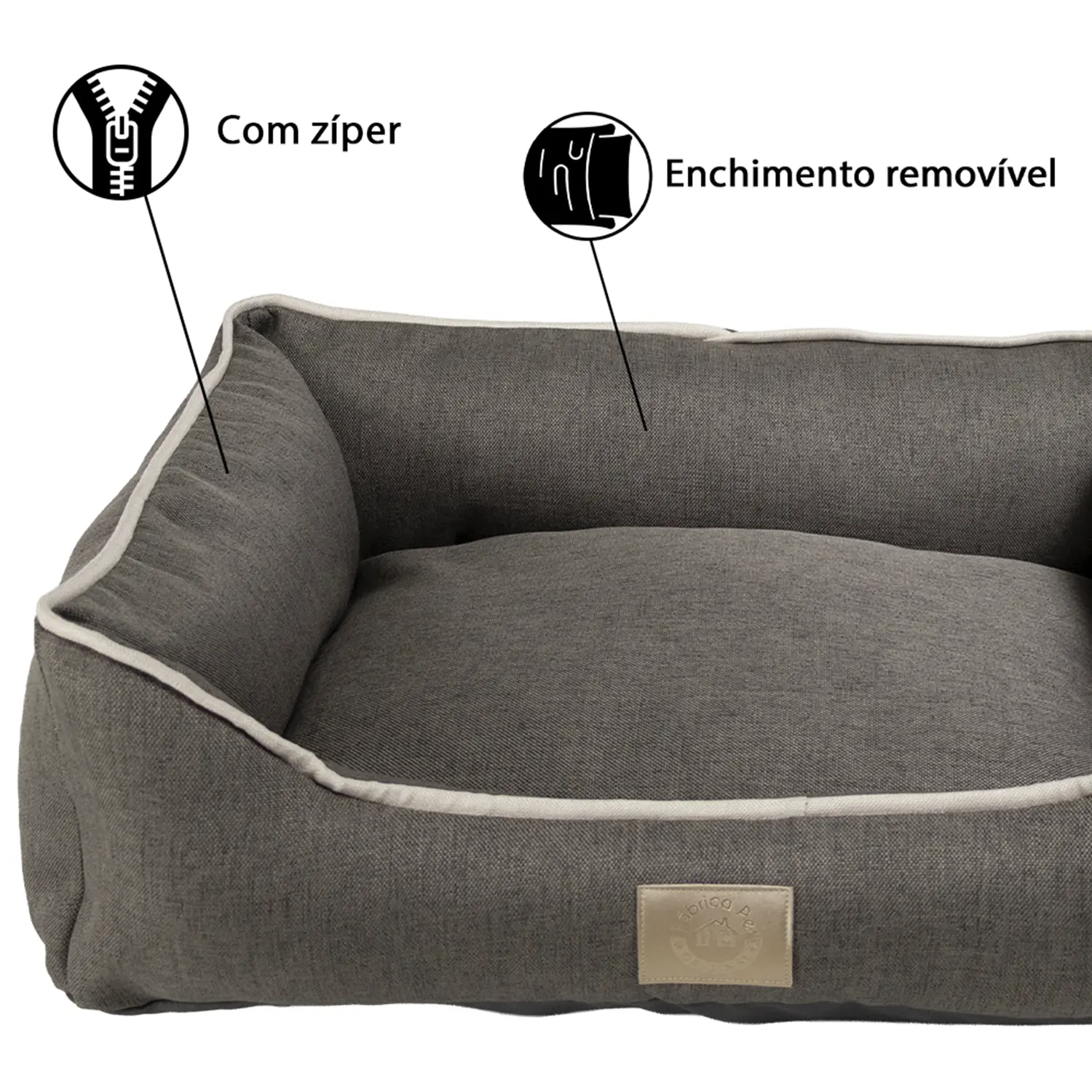 Cama Tecido Resistente Fábrica Pet Cinza