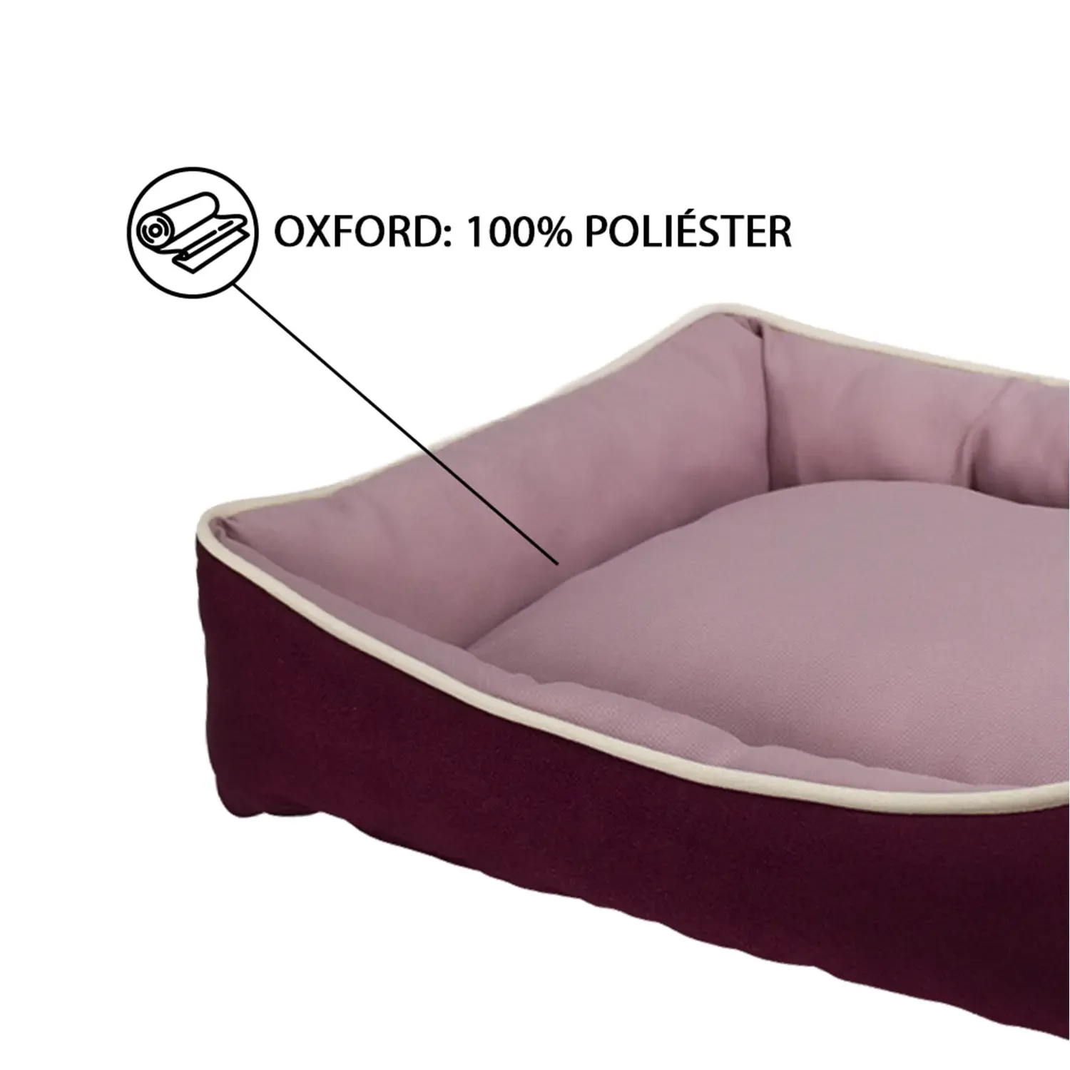 Cama Bicolor Fábrica Pet Rosa e Vinho