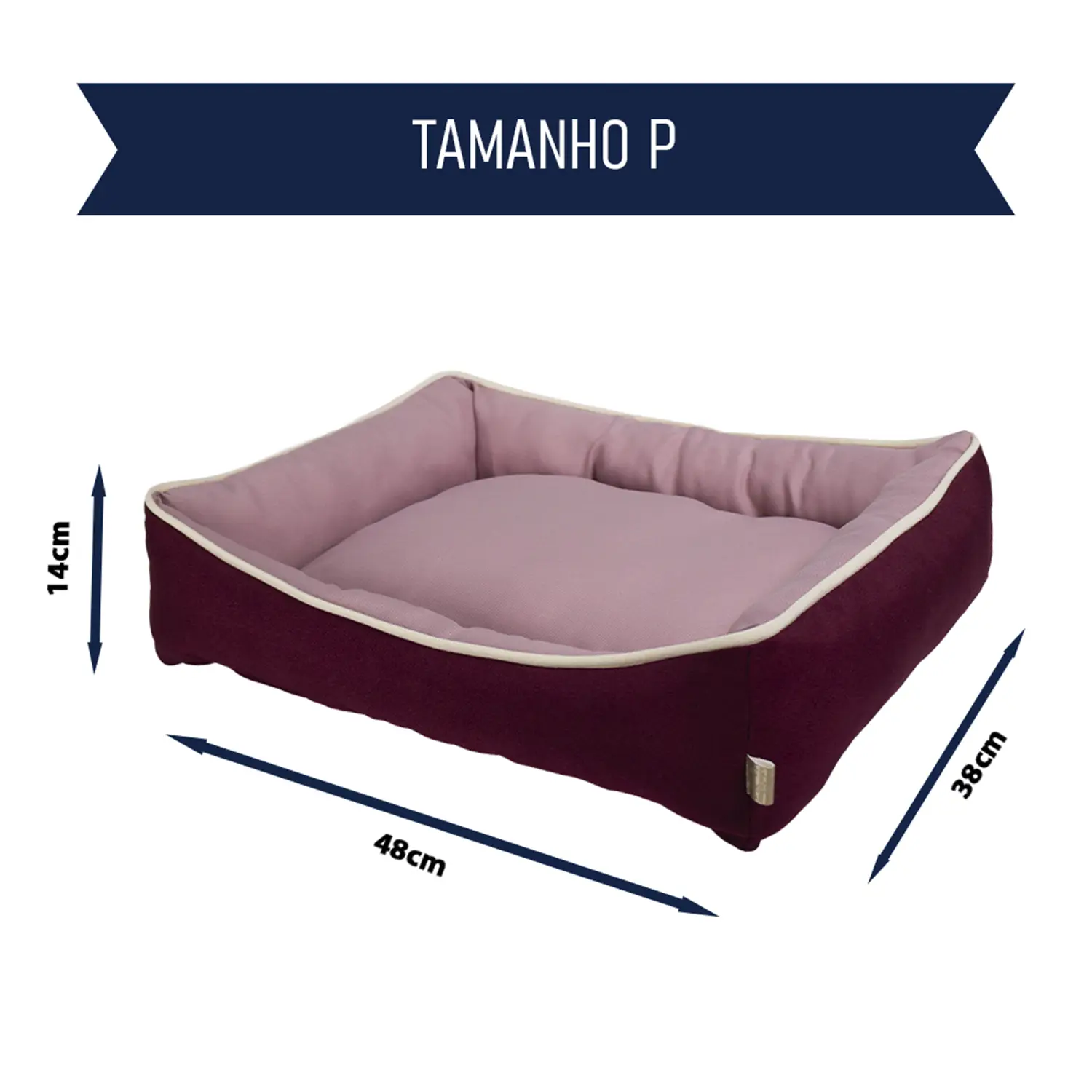 Cama Bicolor Fábrica Pet Rosa e Vinho