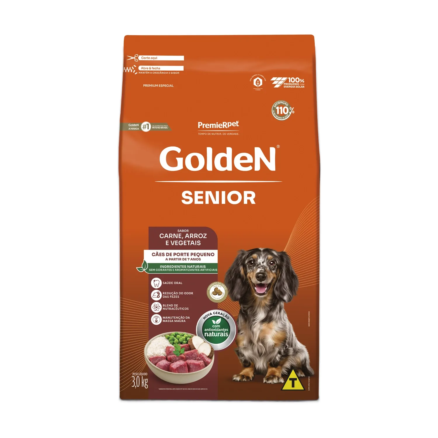 Ração Golden Fórmula Sênior Raças Pequenas Carne, Arroz e Vegetais