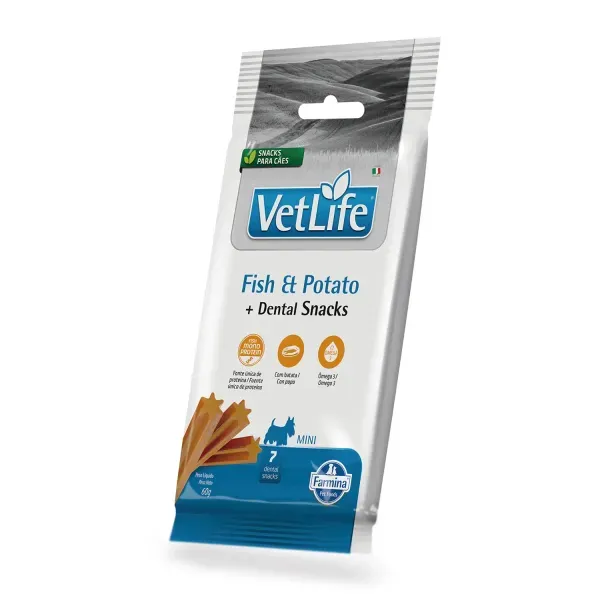 Petisco Dental Vet Life para Cães Mini e Pequenos Fish e Potato 60 g