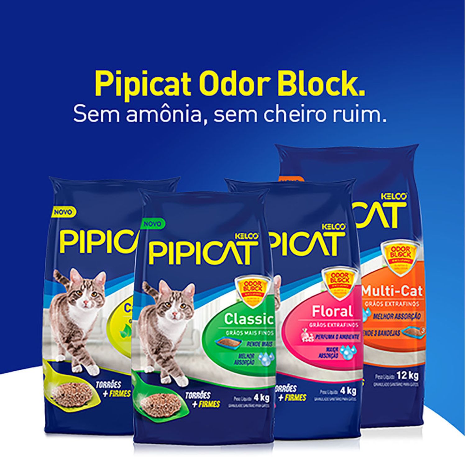 Granulado-Sanitario-para-Gatos-Pipicat-Classic-Linha-completa