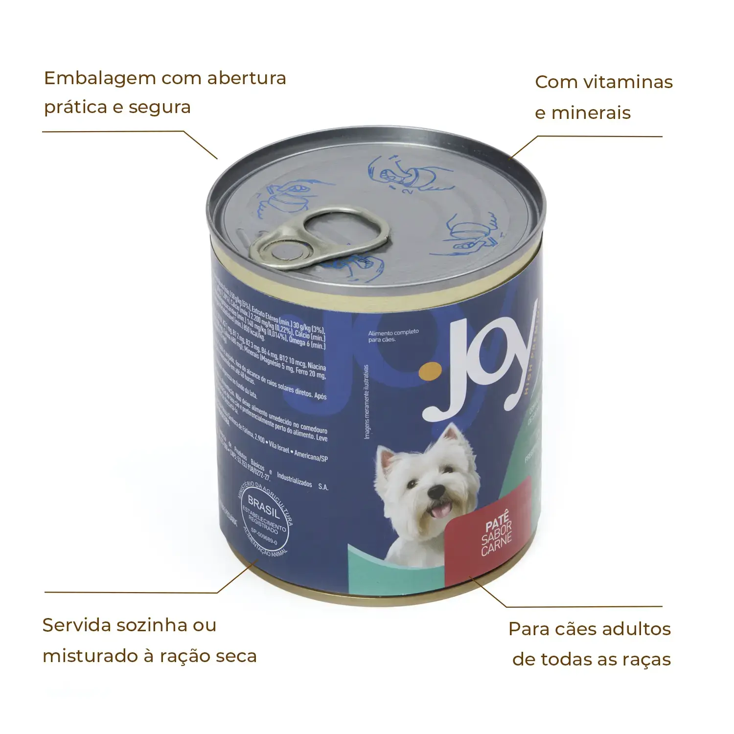 Ração Úmida Joy Patê para Cães Adultos Carne