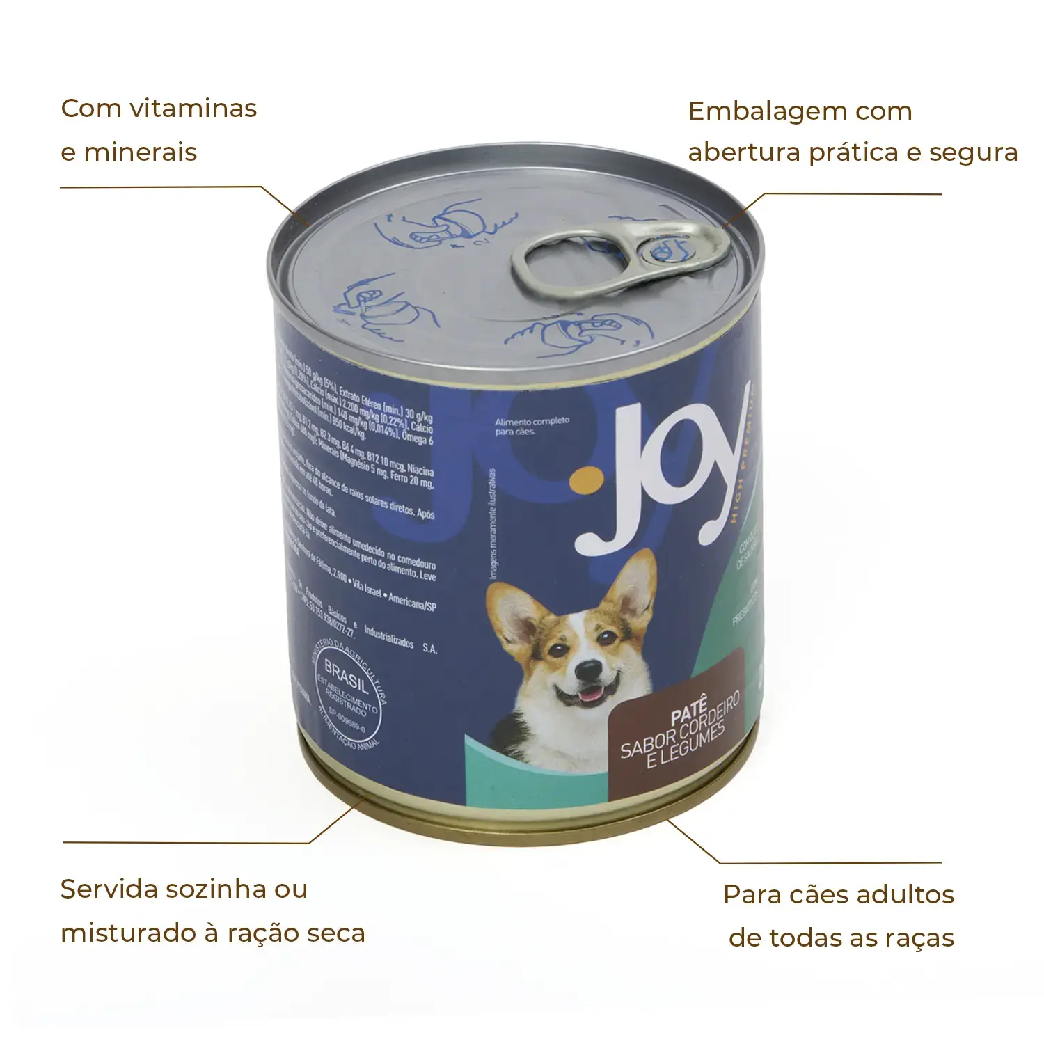 Ração Úmida Joy Patê para Cães Adultos Cordeiro