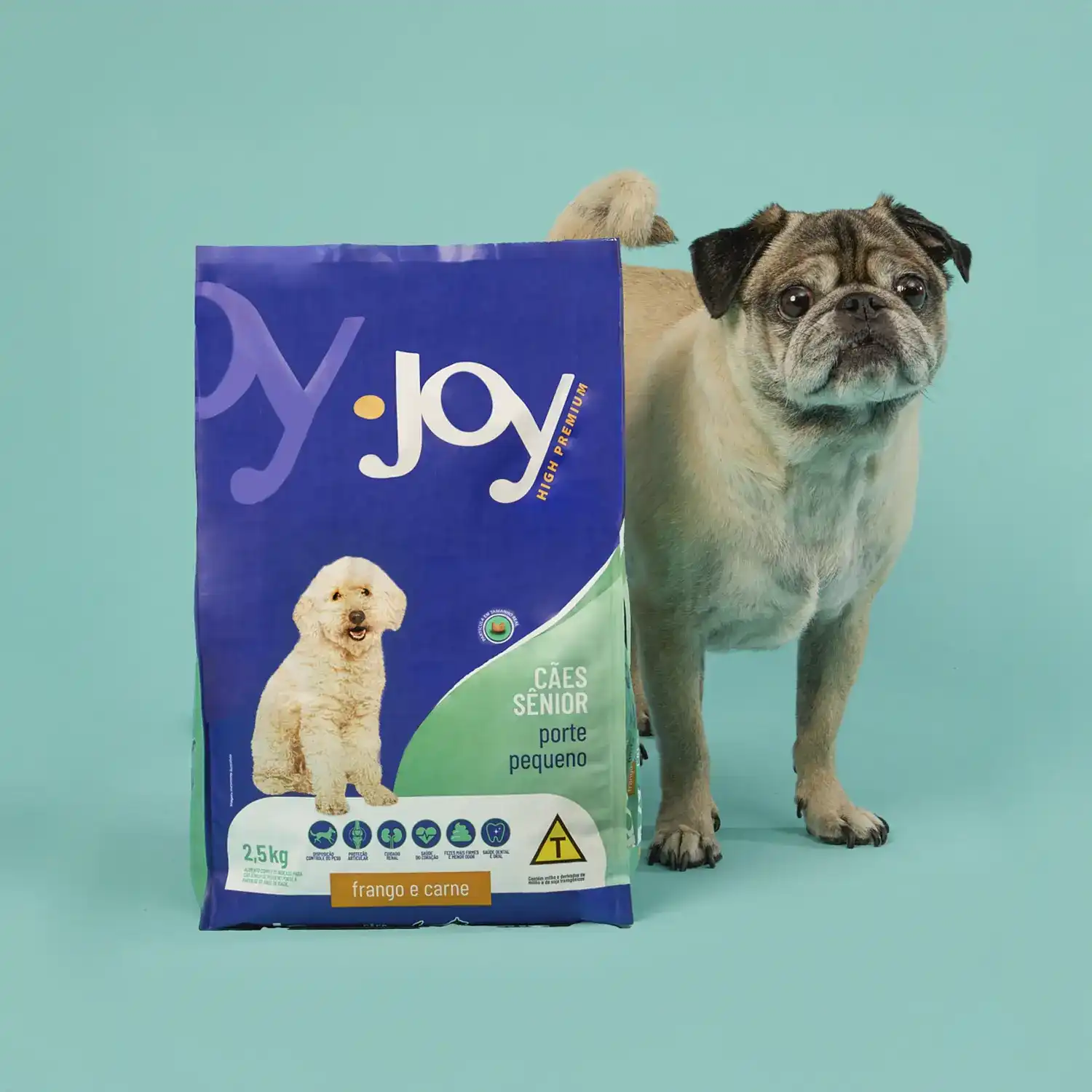 Racao-Joy-High-Premium-Caes-Senior-Racas-Pequenas-Frango-e-Carne-com-modelo-pet