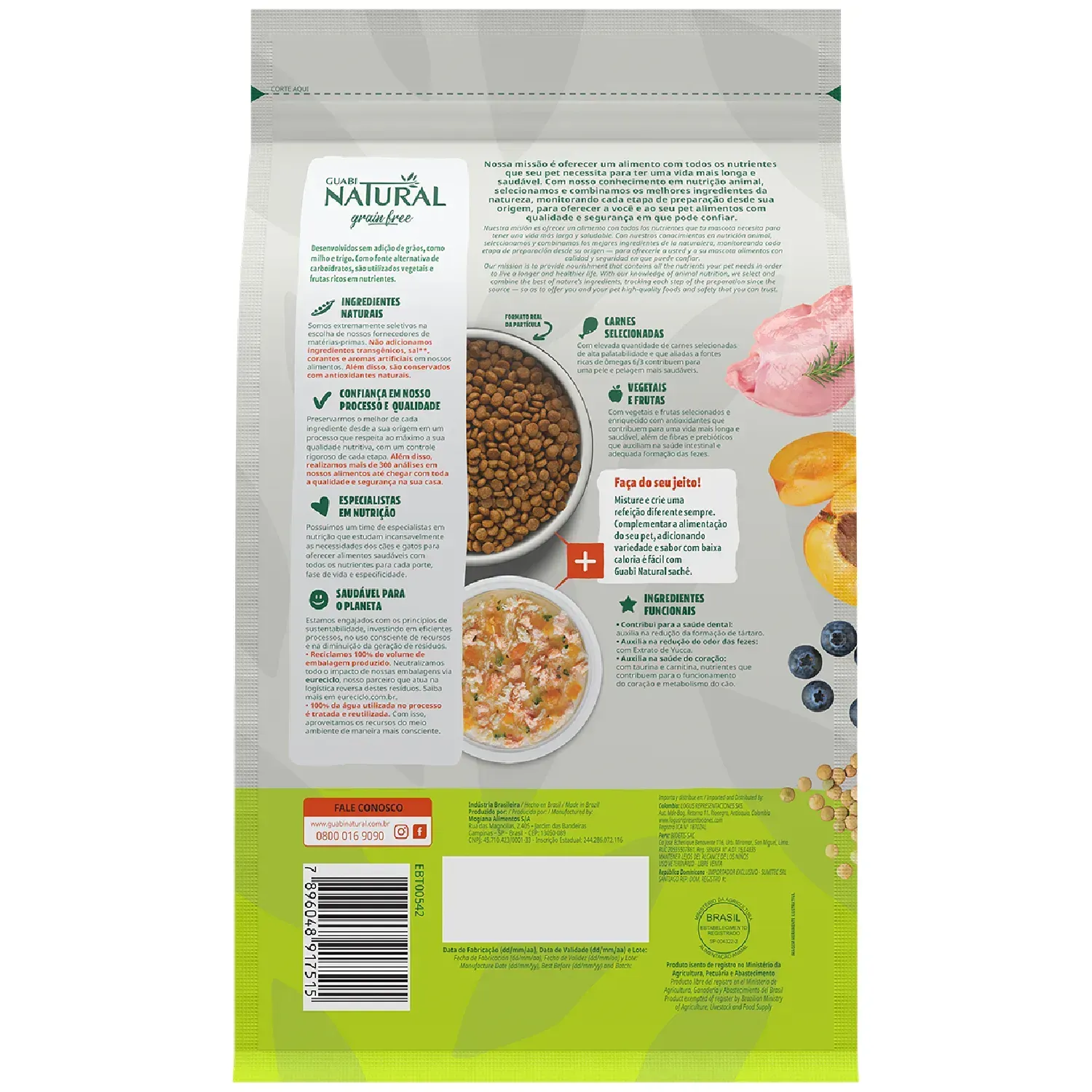 Ração Guabi Natural Grain Free Cães Adultos Raças Mini Pequeno Frango e Lentilha