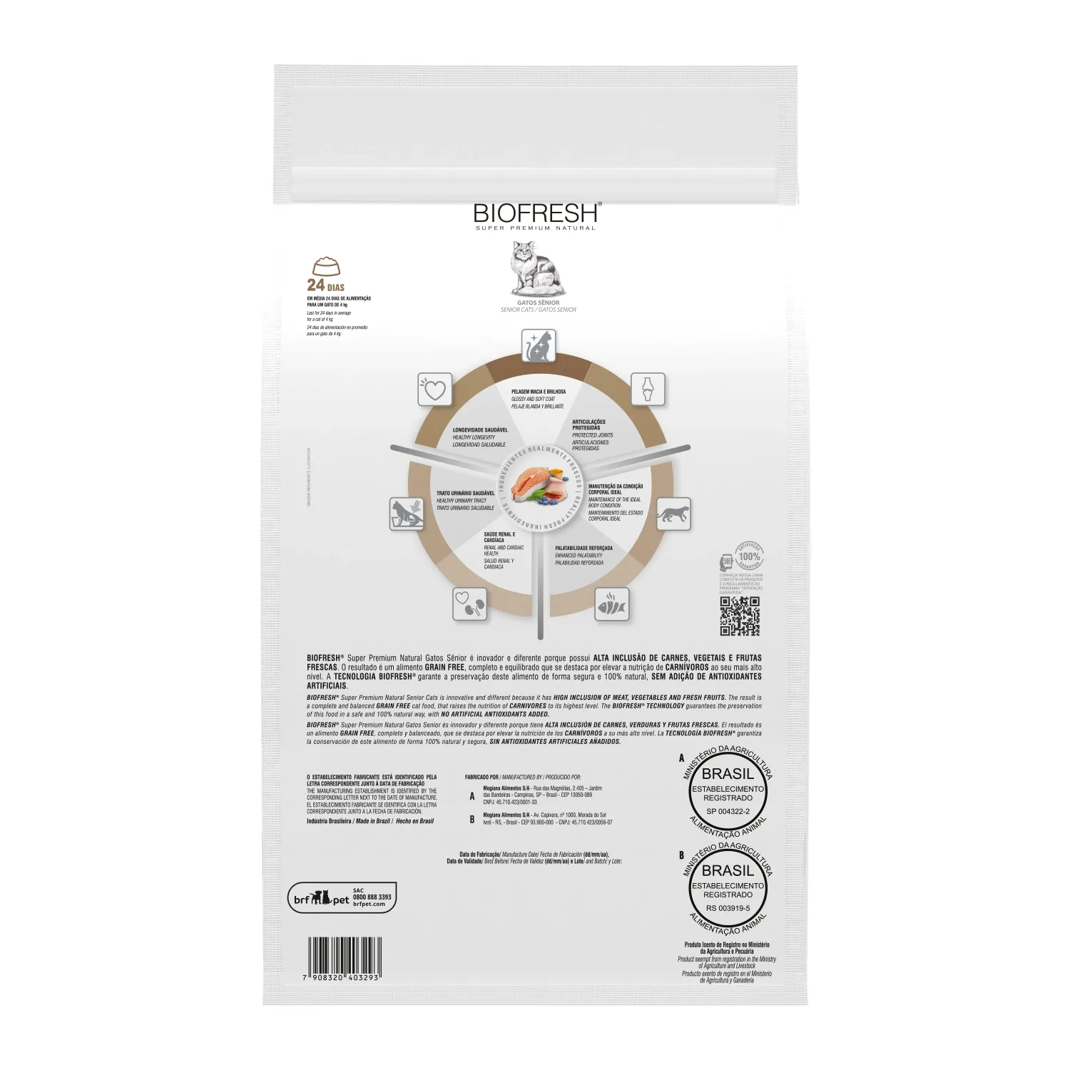 Ração Biofresh Gatos Sênior Peixe Branco