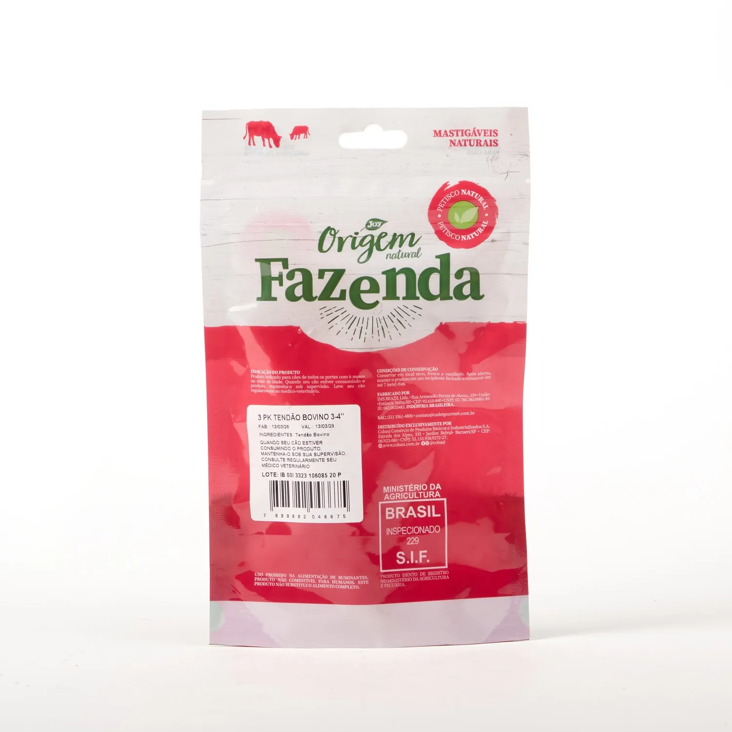 Petisco Origem Natural Fazenda Tendão Bovino
