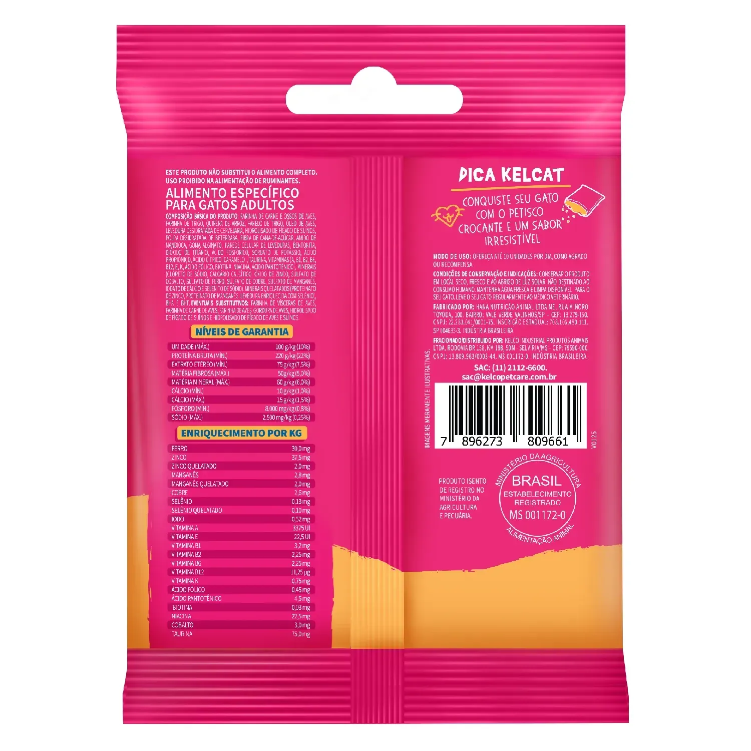 Petisco Kelcat Snack Frango para Gatos