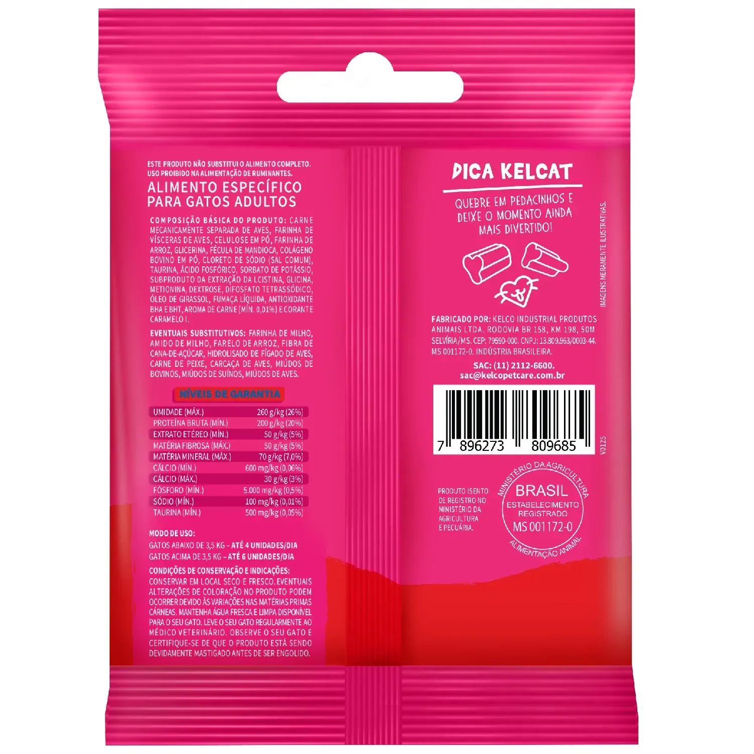 Petisco Kelcat Stick Protein Carne para Gatos